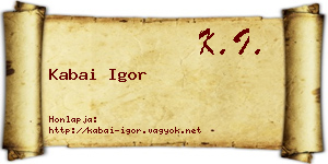 Kabai Igor névjegykártya